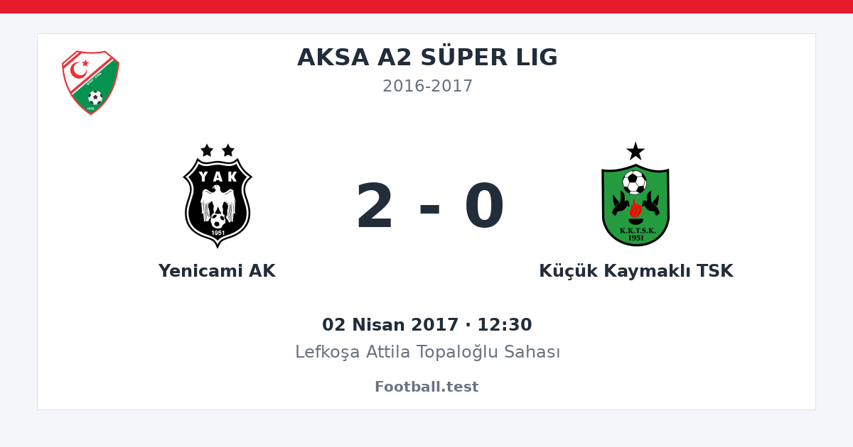 Yenicami AK - Küçük Kaymaklı TSK 2 - 0 paylaşım kartı