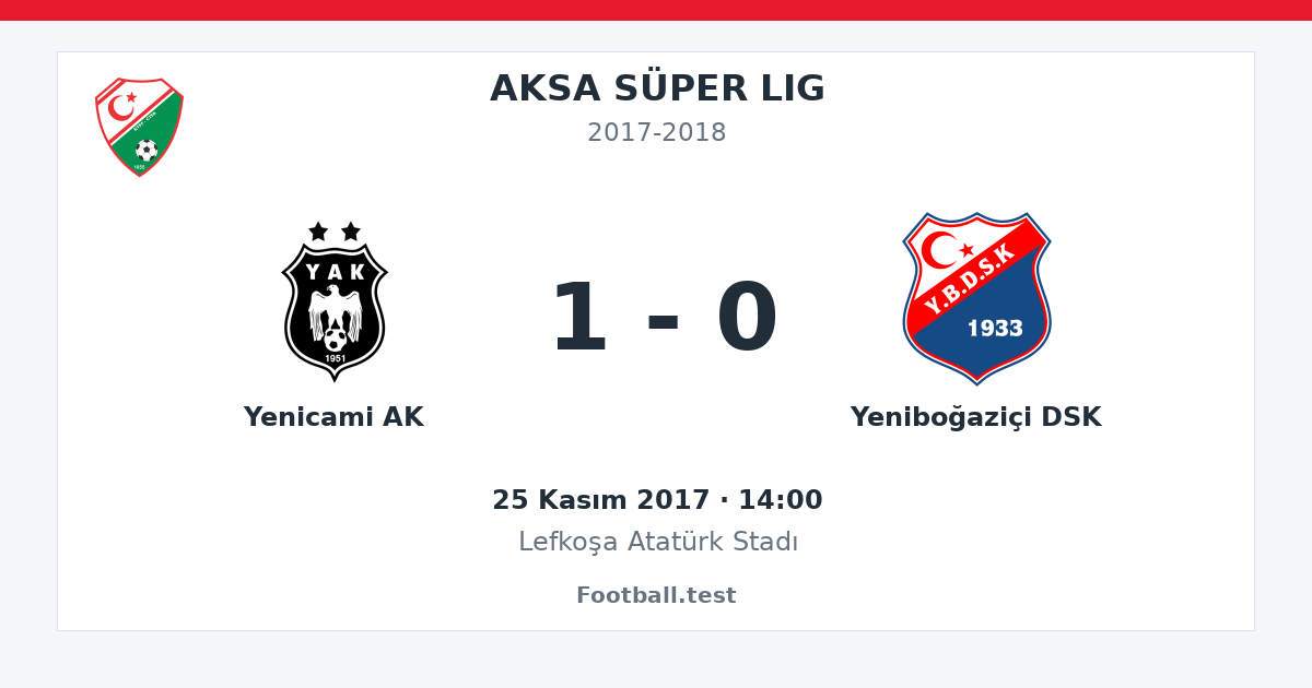 Yenicami AK - Yeniboğaziçi DSK 1 - 0 paylaşım kartı