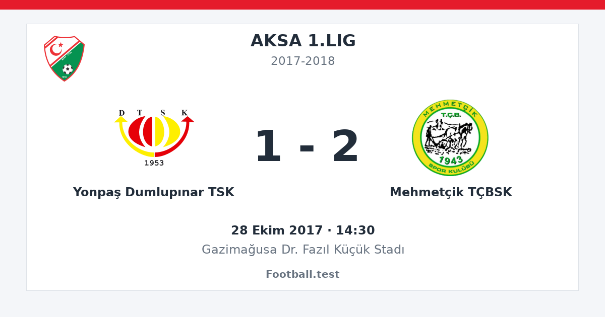 Yonpaş Dumlupınar TSK - Mehmetçik TÇBSK 1 - 2 paylaşım kartı