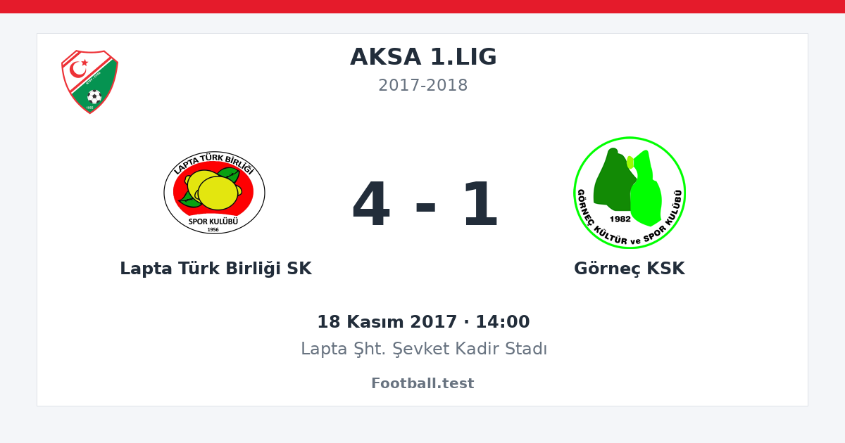 Lapta Türk Birliği SK - Görneç KSK 4 - 1 paylaşım kartı