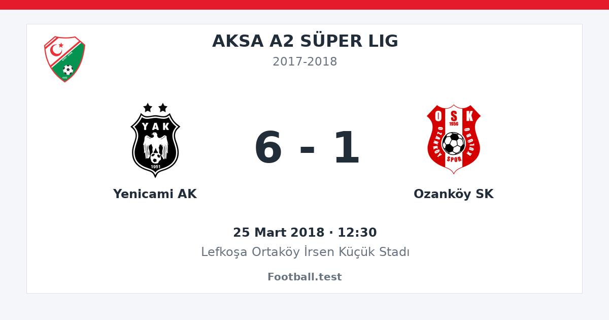 Yenicami AK - Ozanköy SK 6 - 1 paylaşım kartı