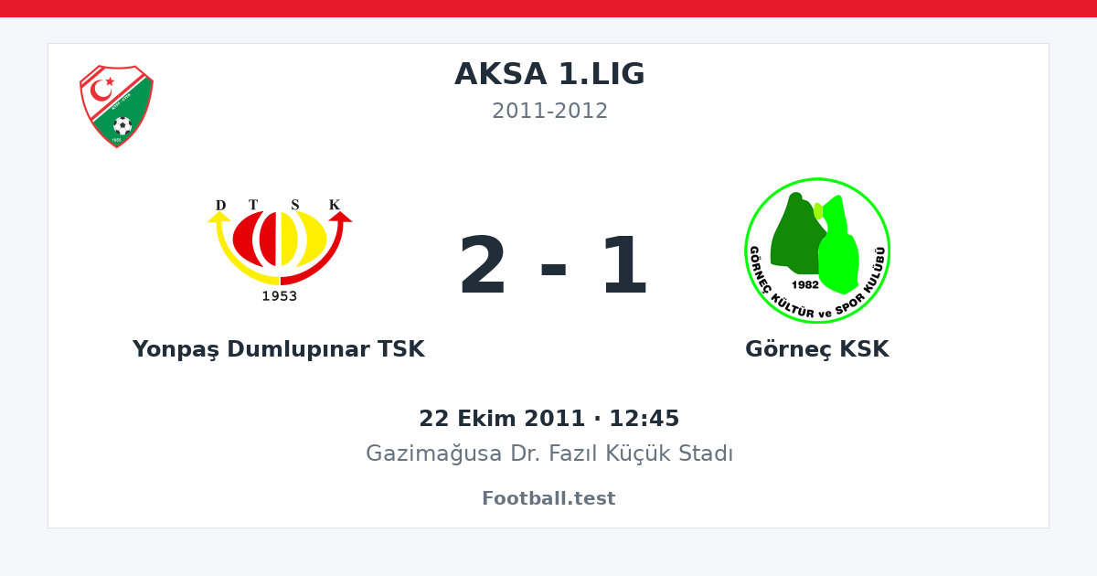 Yonpaş Dumlupınar TSK - Görneç KSK 2 - 1 paylaşım kartı
