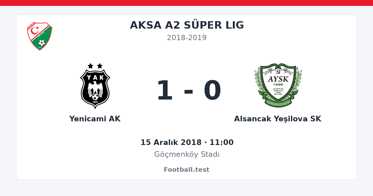 Yenicami AK - Alsancak Yeşilova SK 1 - 0 paylaşım kartı
