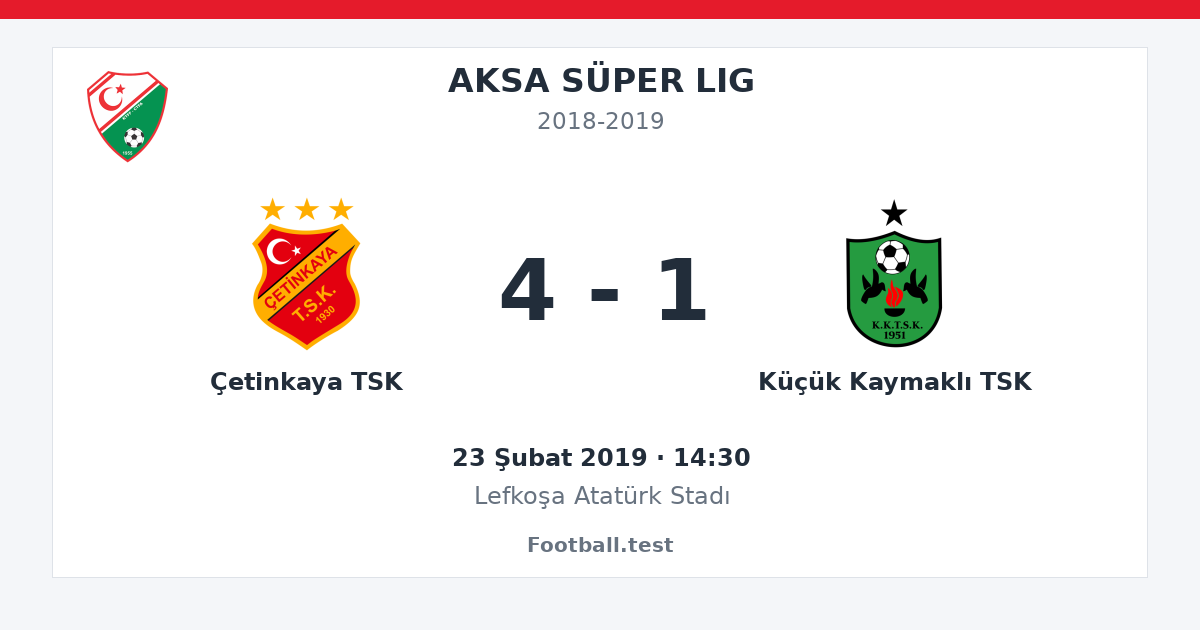 Çetinkaya TSK - Küçük Kaymaklı TSK 4 - 1 paylaşım kartı
