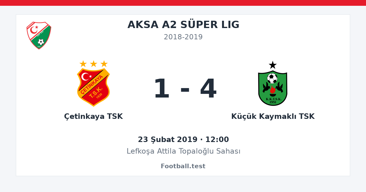 Çetinkaya TSK - Küçük Kaymaklı TSK 1 - 4 paylaşım kartı