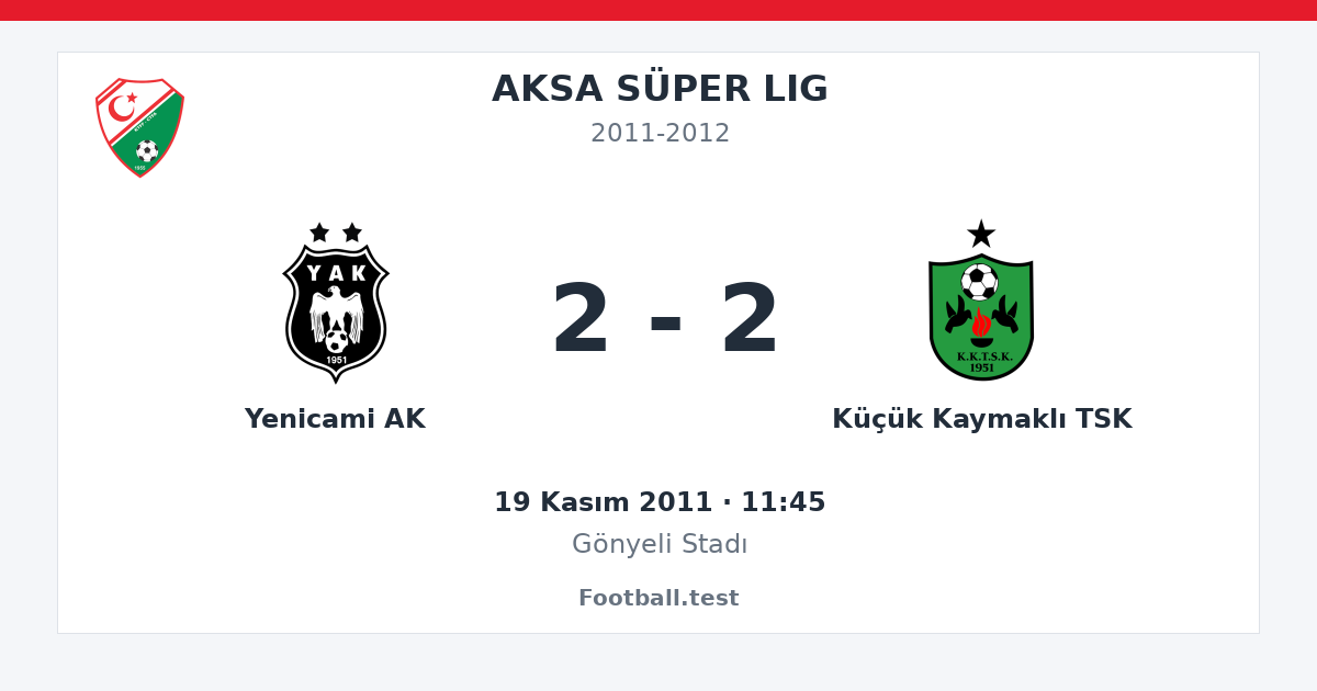 Yenicami AK - Küçük Kaymaklı TSK 2 - 2 paylaşım kartı