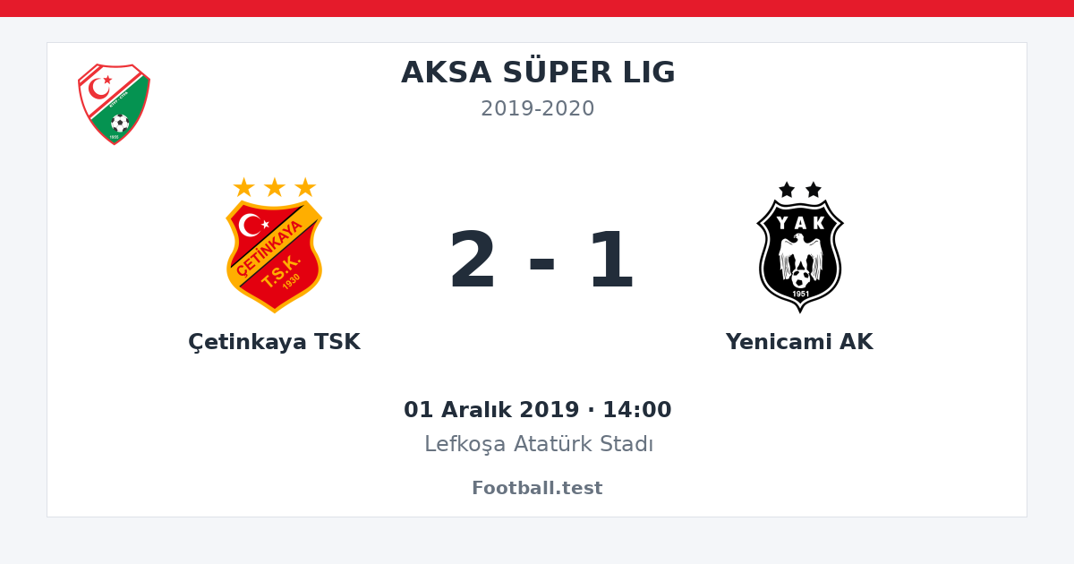 Çetinkaya TSK - Yenicami AK 2 - 1 paylaşım kartı