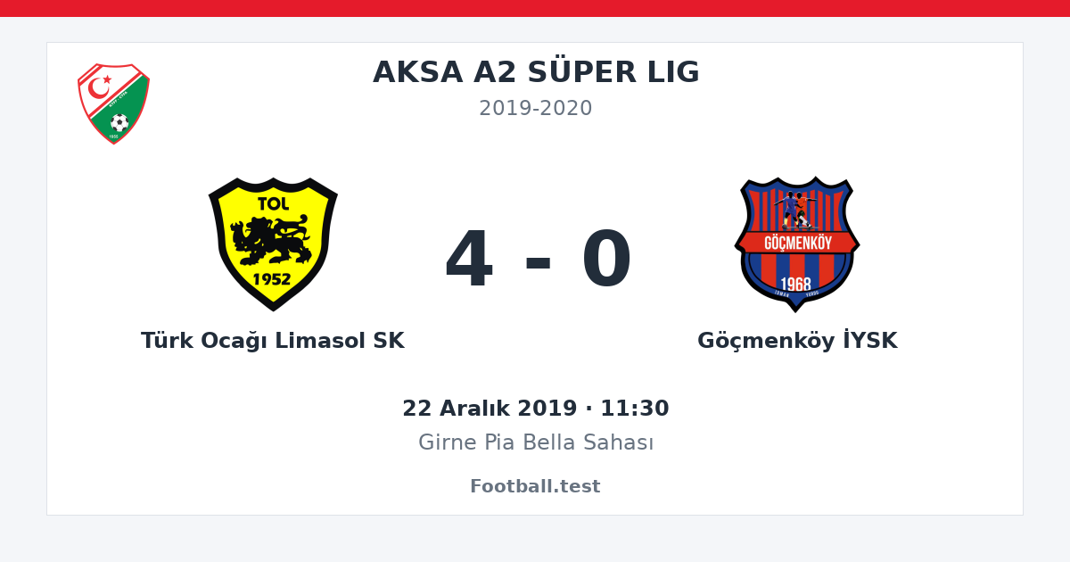 Türk Ocağı Limasol SK - Göçmenköy İYSK 4 - 0 paylaşım kartı
