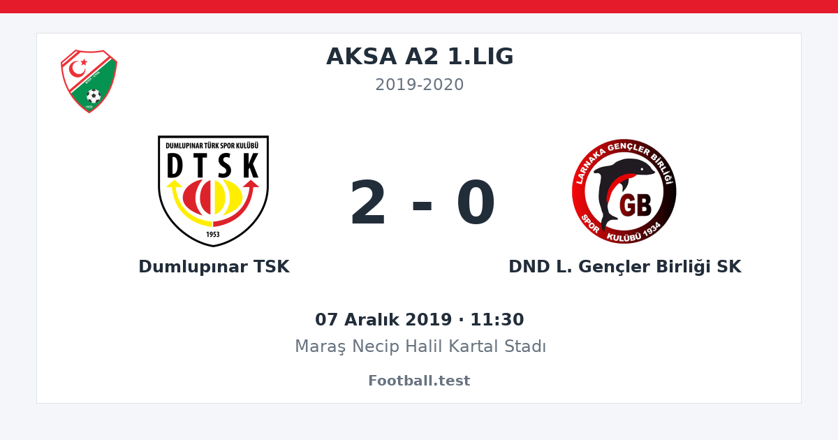 Dumlupınar TSK - DND L. Gençler Birliği SK 2 - 0 paylaşım kartı