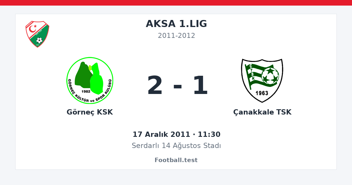 Görneç KSK - Çanakkale TSK 2 - 1 paylaşım kartı