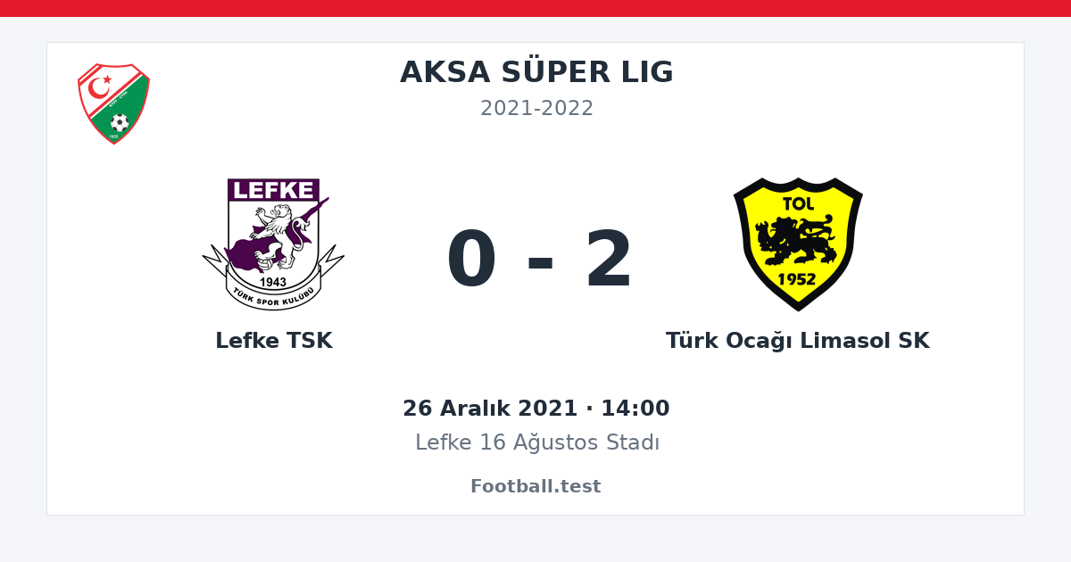 Lefke TSK - Türk Ocağı Limasol SK 0 - 2 paylaşım kartı
