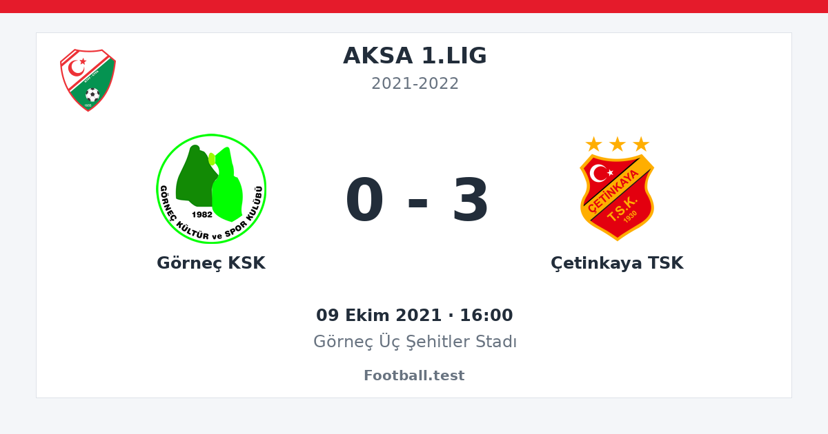 Görneç KSK - Çetinkaya TSK 0 - 3 paylaşım kartı