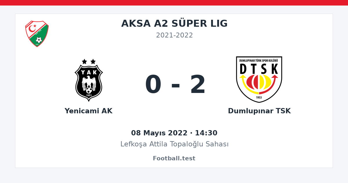 Yenicami AK - Dumlupınar TSK 0 - 2 paylaşım kartı