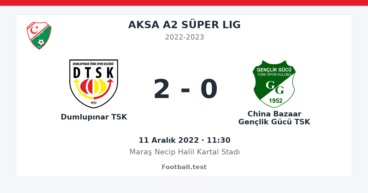 Dumlupınar TSK - China Bazaar Gençlik Gücü TSK 2 - 0 paylaşım kartı