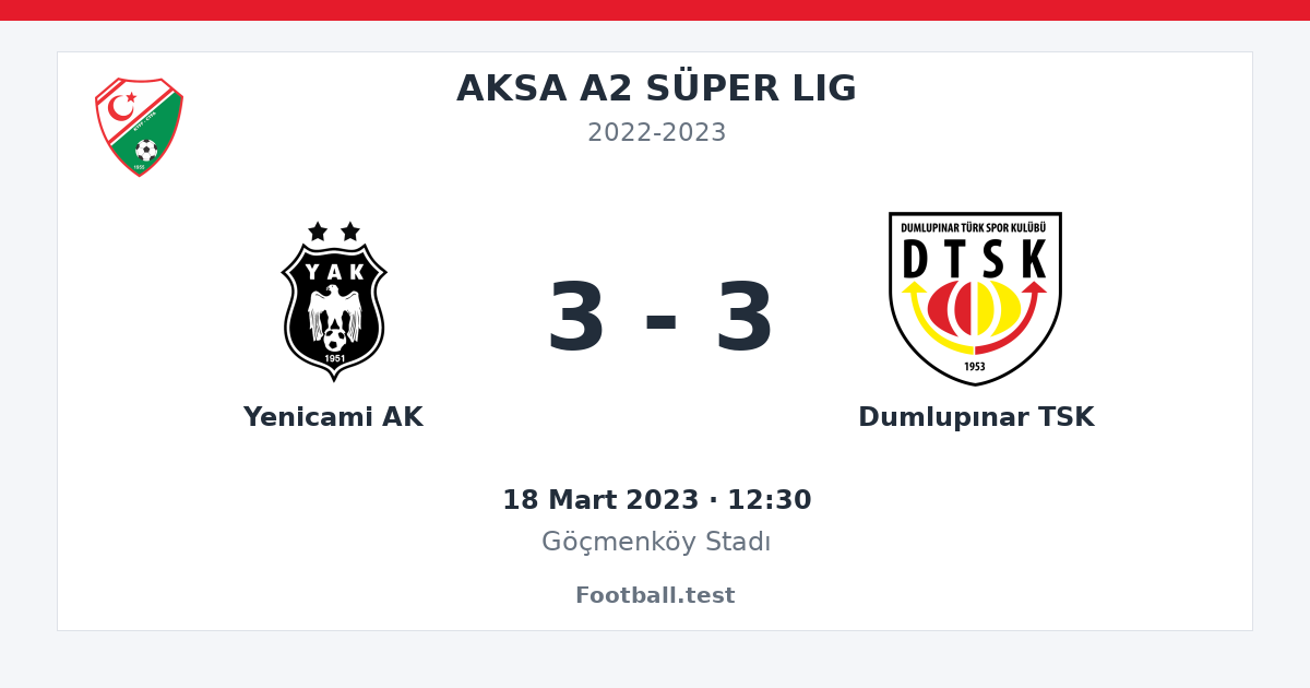 Yenicami AK - Dumlupınar TSK 3 - 3 paylaşım kartı