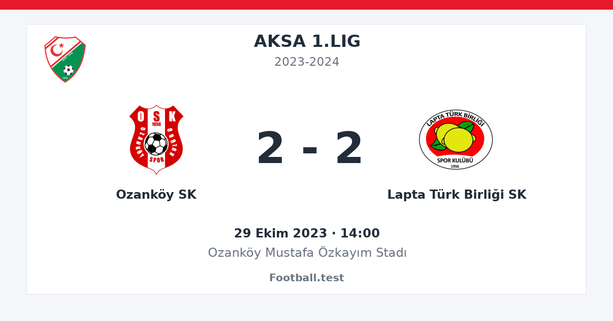 Ozanköy SK - Lapta Türk Birliği SK 2 - 2 paylaşım kartı