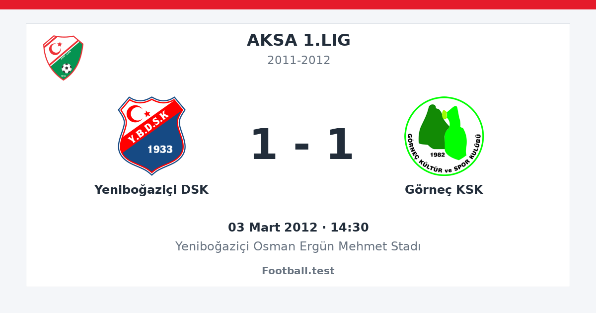 Yeniboğaziçi DSK - Görneç KSK 1 - 1 paylaşım kartı