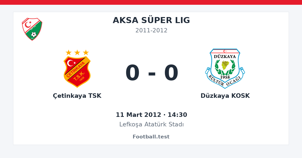Çetinkaya TSK - Düzkaya KOSK 0 - 0 paylaşım kartı