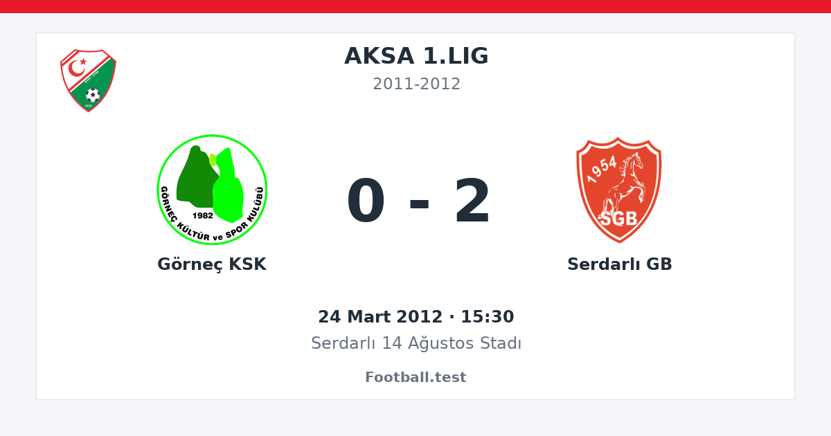 Görneç KSK - Serdarlı GB 0 - 2 paylaşım kartı