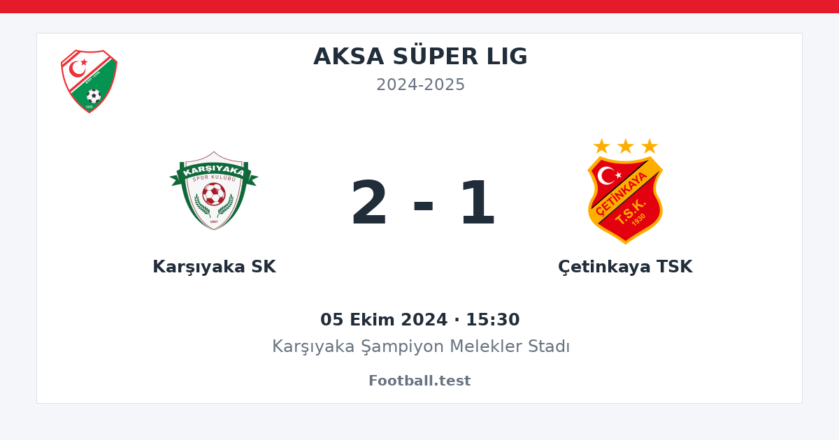 Karşıyaka SK - Çetinkaya TSK 2 - 1 paylaşım kartı