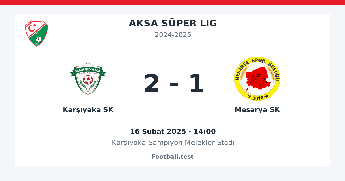 Karşıyaka SK - Mesarya SK 2 - 1 paylaşım kartı