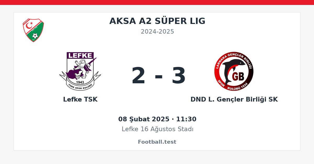 Lefke TSK - DND L. Gençler Birliği SK 2 - 3 paylaşım kartı