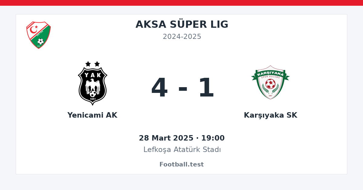 Yenicami AK - Karşıyaka SK 4 - 1 paylaşım kartı