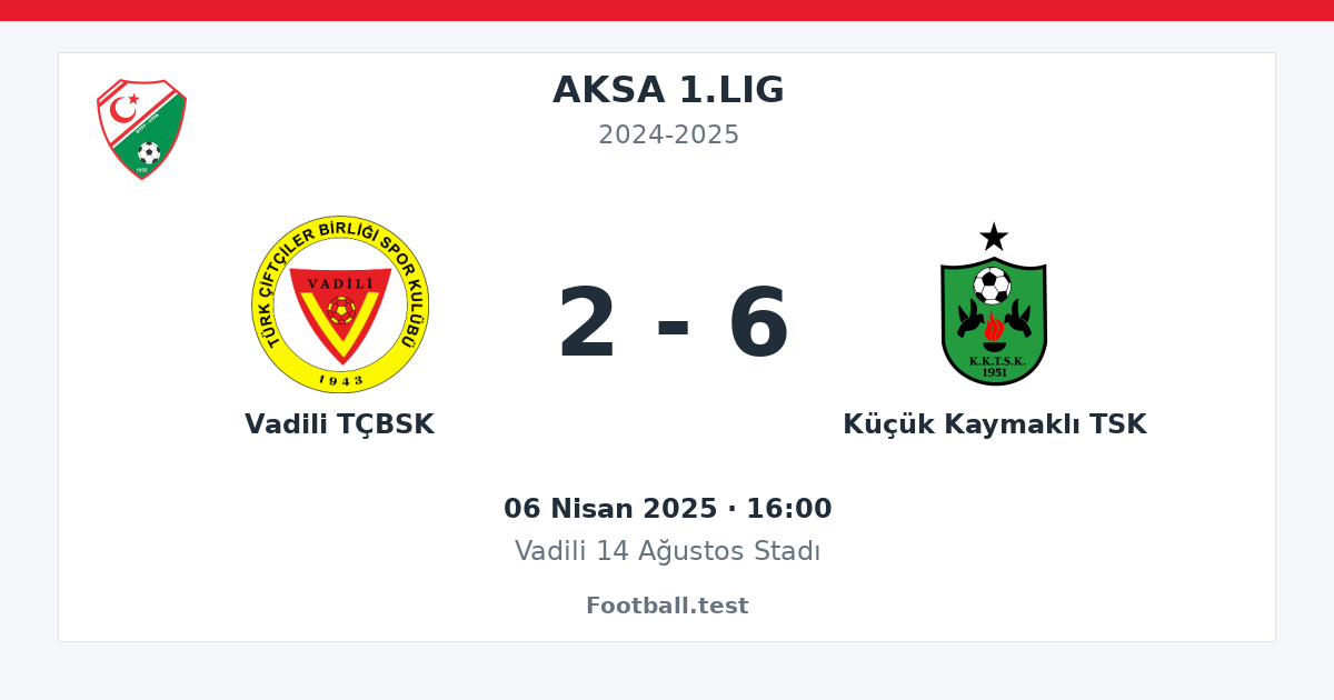 Vadili TÇBSK - Küçük Kaymaklı TSK 2 - 6 paylaşım kartı