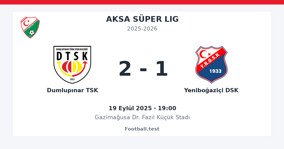 Dumlupınar TSK - Yeniboğaziçi DSK 2 - 1 paylaşım kartı