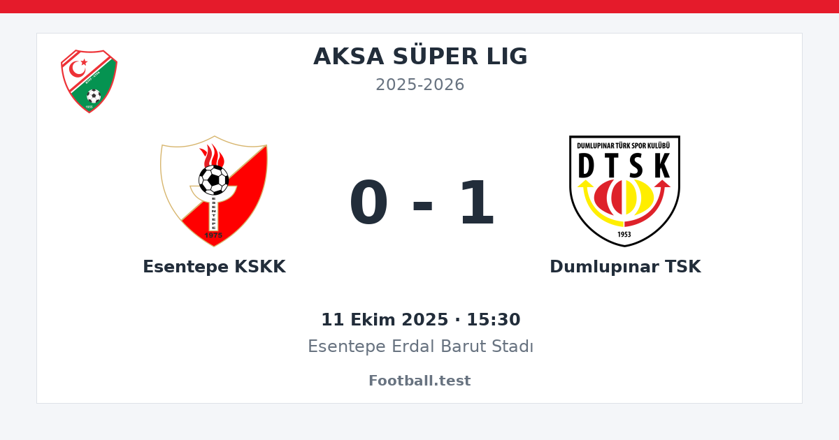 Esentepe KSKK - Dumlupınar TSK 0 - 1 paylaşım kartı