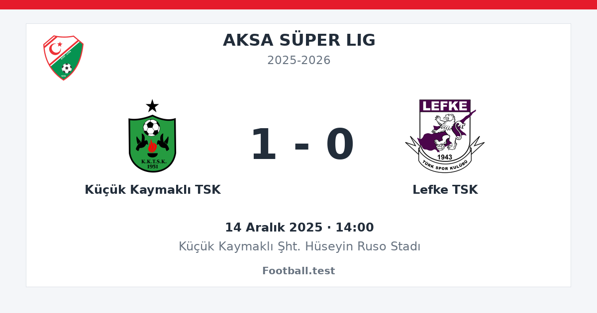 Küçük Kaymaklı TSK - Lefke TSK 1 - 0 paylaşım kartı