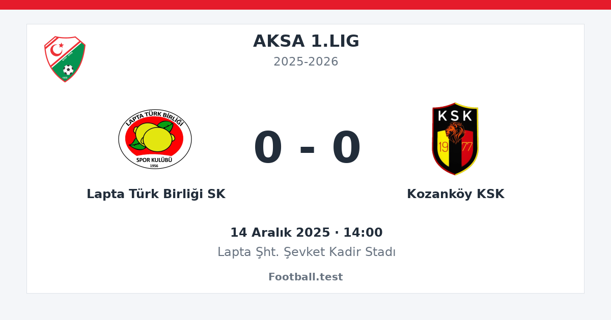 Lapta Türk Birliği SK - Kozanköy KSK 0 - 0 paylaşım kartı