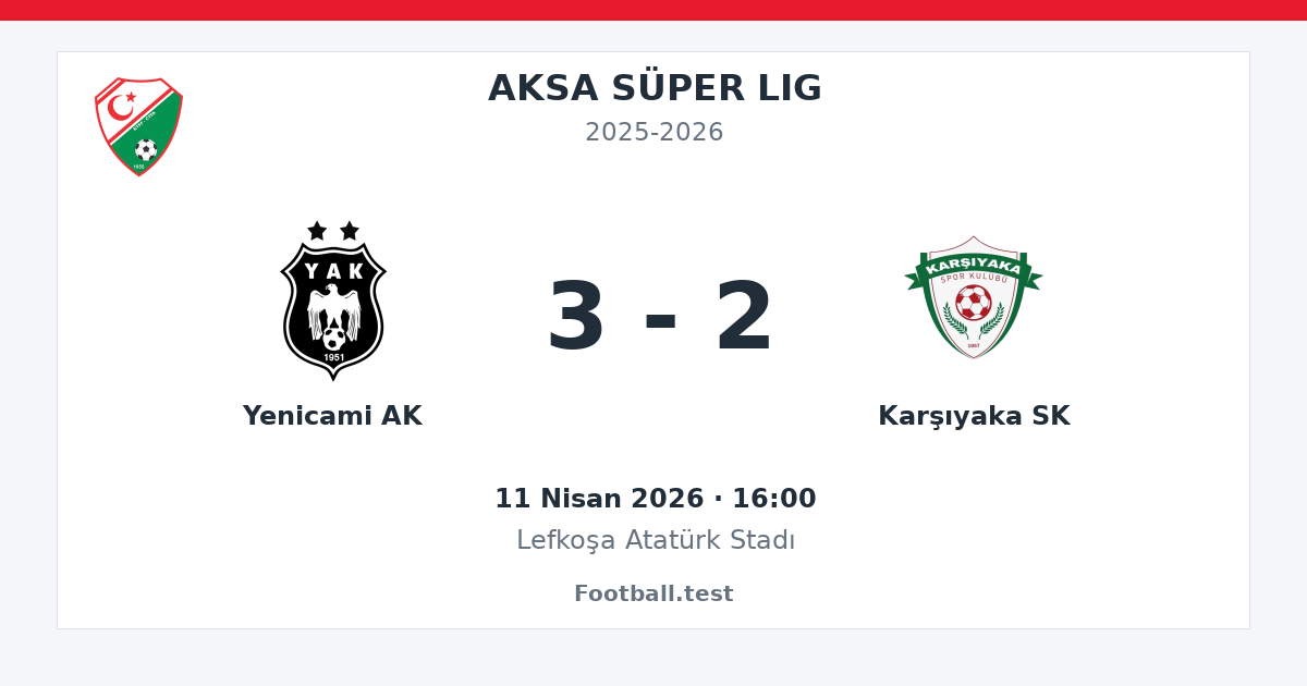 Yenicami AK - Karşıyaka SK 3 - 2 paylaşım kartı
