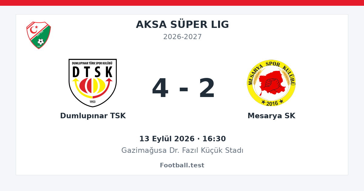 Dumlupınar TSK - Mesarya SK 4 - 2 paylaşım kartı