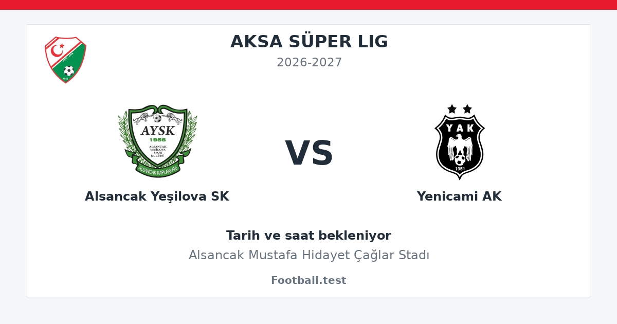 Alsancak Yeşilova SK - Yenicami AK paylaşım kartı