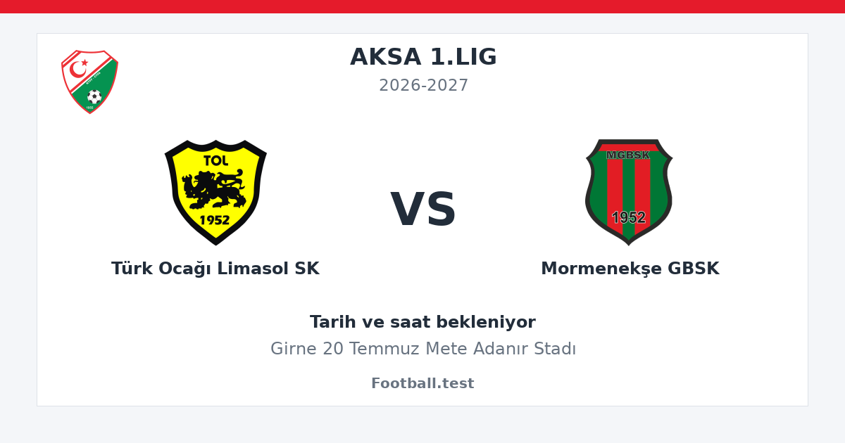 Türk Ocağı Limasol SK - Mormenekşe GBSK paylaşım kartı