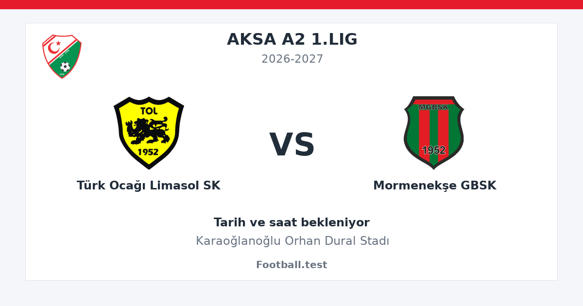 Türk Ocağı Limasol SK - Mormenekşe GBSK paylaşım kartı