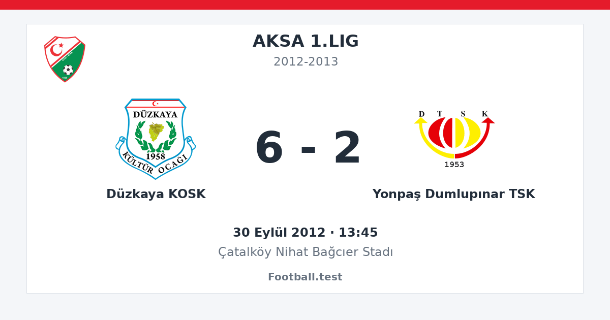 Düzkaya KOSK - Yonpaş Dumlupınar TSK 6 - 2 paylaşım kartı