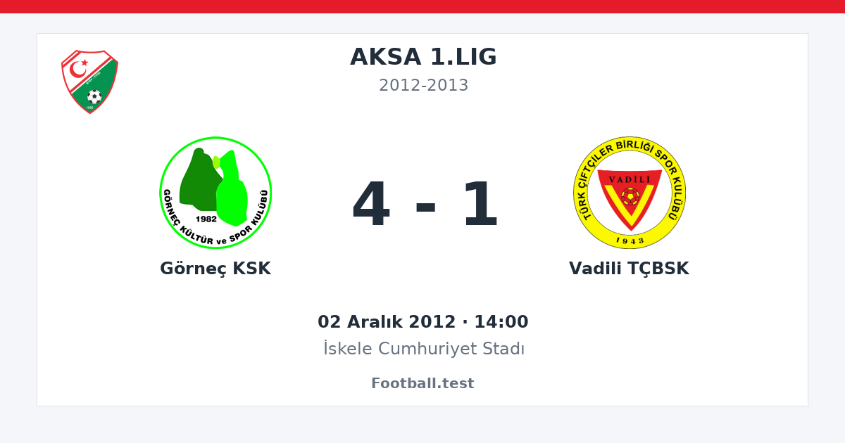 Görneç KSK - Vadili TÇBSK 4 - 1 paylaşım kartı