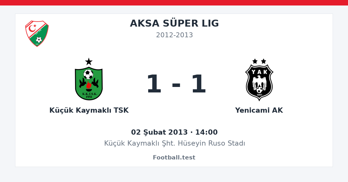 Küçük Kaymaklı TSK - Yenicami AK 1 - 1 paylaşım kartı