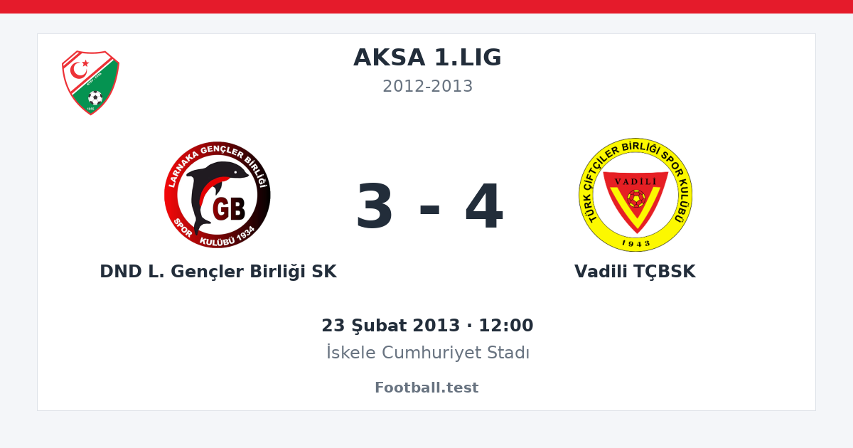 DND L. Gençler Birliği SK - Vadili TÇBSK 3 - 4 paylaşım kartı