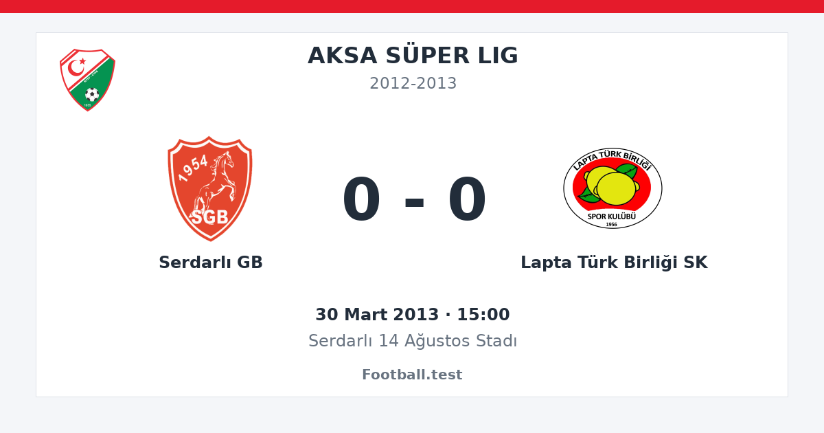 Serdarlı GB - Lapta Türk Birliği SK 0 - 0 paylaşım kartı