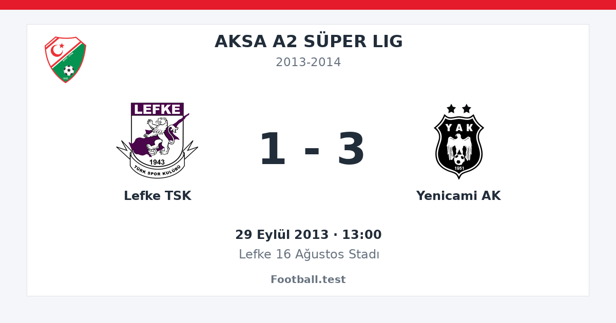 Lefke TSK - Yenicami AK 1 - 3 paylaşım kartı