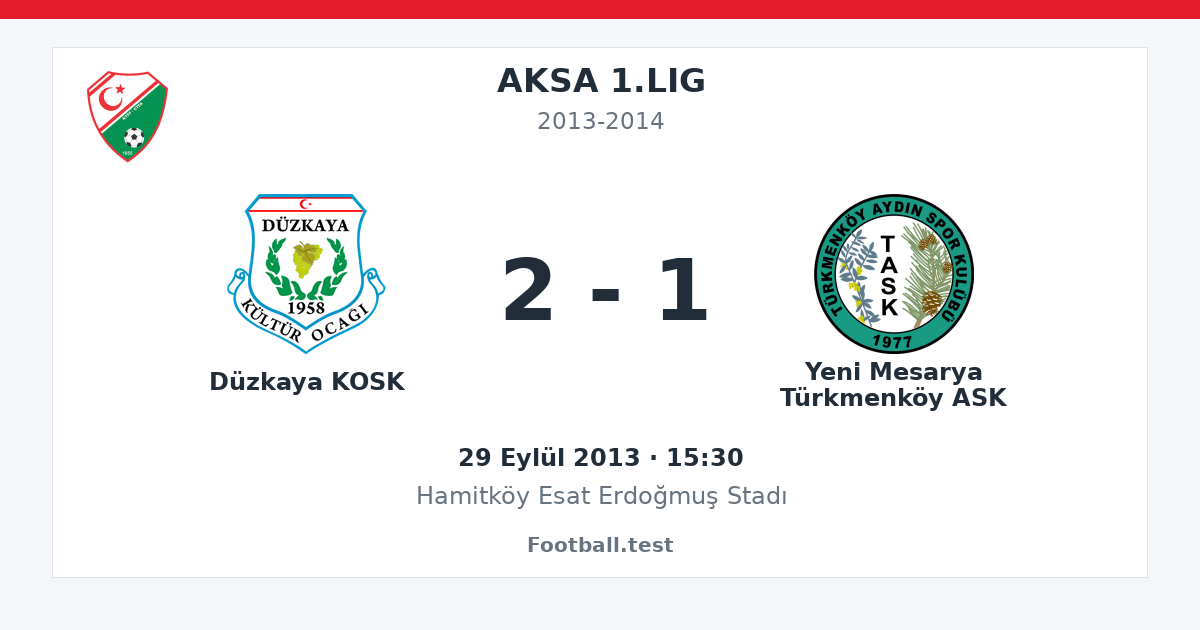 Düzkaya KOSK - Yeni Mesarya Türkmenköy ASK 2 - 1 paylaşım kartı