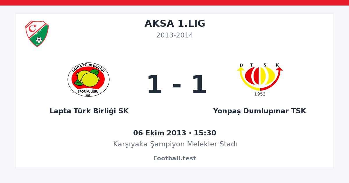 Lapta Türk Birliği SK - Yonpaş Dumlupınar TSK 1 - 1 paylaşım kartı