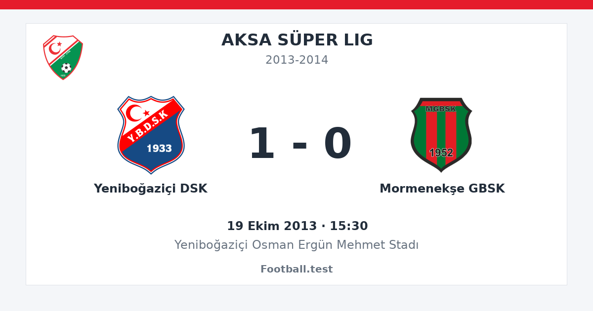 Yeniboğaziçi DSK - Mormenekşe GBSK 1 - 0 paylaşım kartı