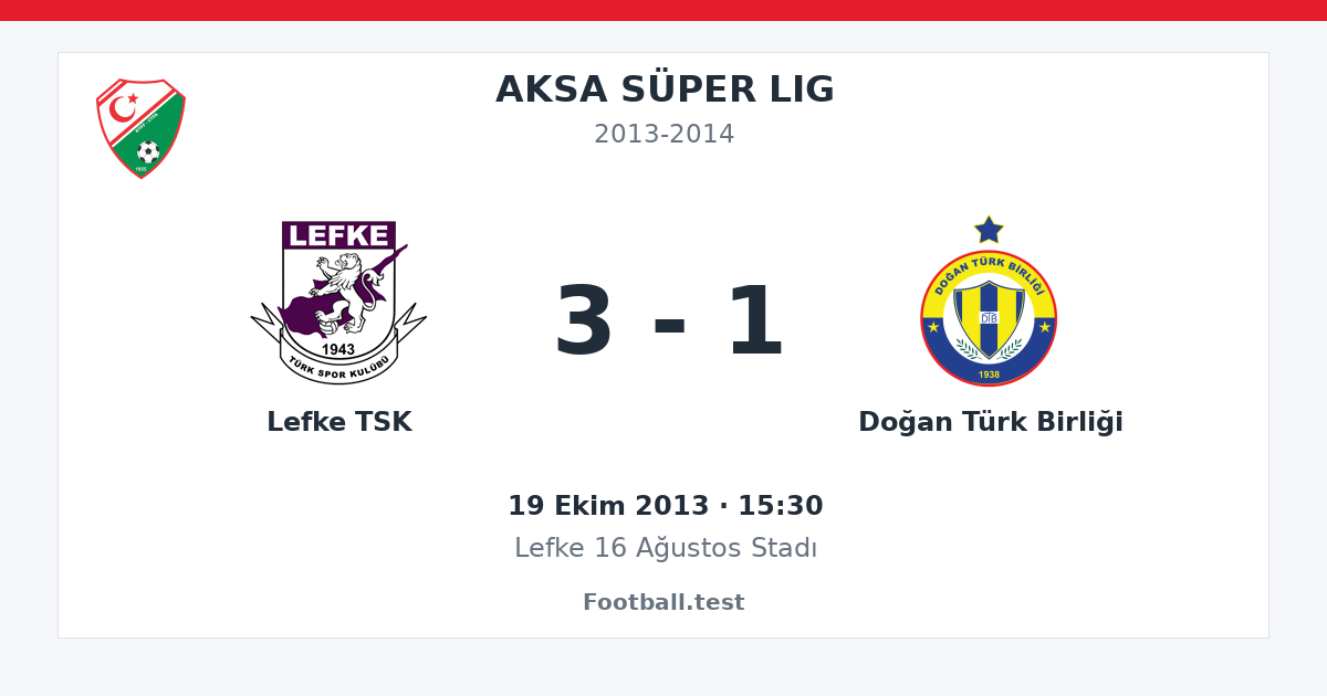 Lefke TSK - Doğan Türk Birliği 3 - 1 paylaşım kartı