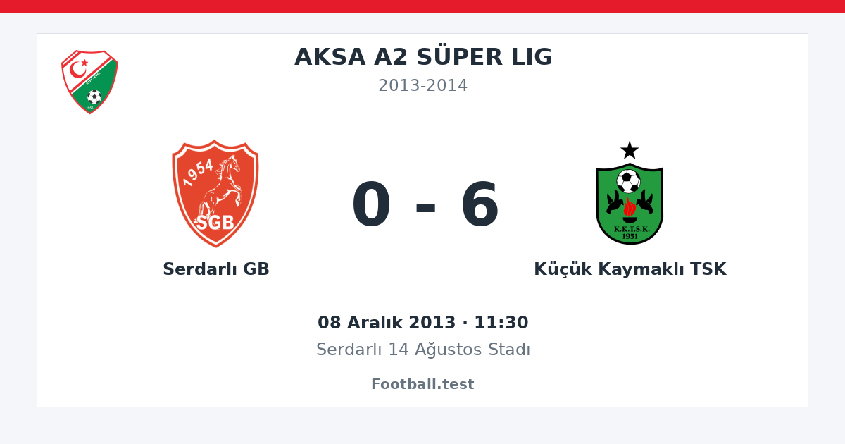 Serdarlı GB - Küçük Kaymaklı TSK 0 - 6 paylaşım kartı