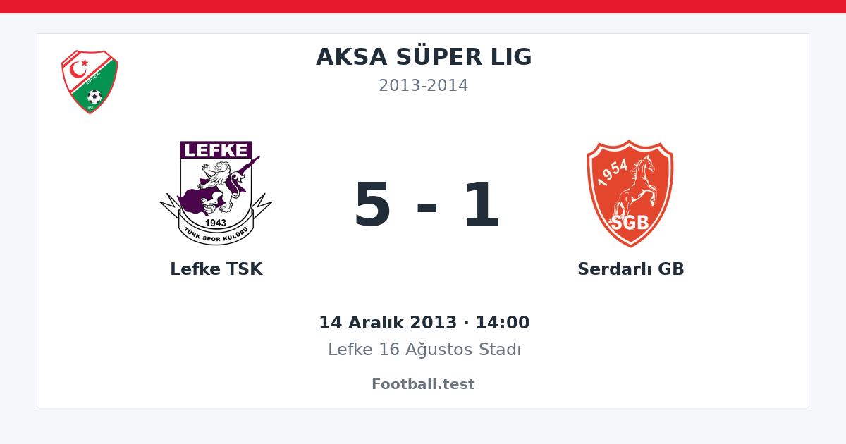 Lefke TSK - Serdarlı GB 5 - 1 paylaşım kartı