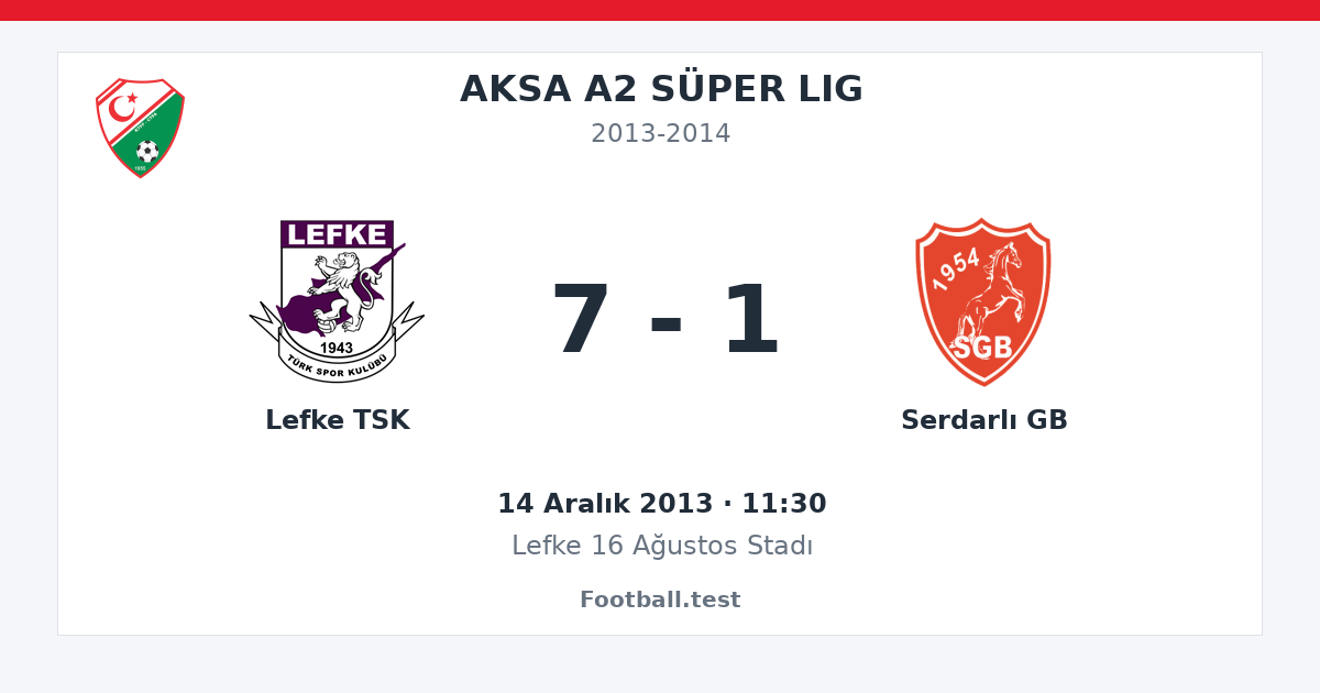 Lefke TSK - Serdarlı GB 7 - 1 paylaşım kartı
